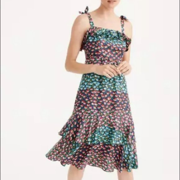 J. Crew Dresses & Skirts - J.Crew Ruffle Silk Dress in Ratti Midnight Floral 2 NWT